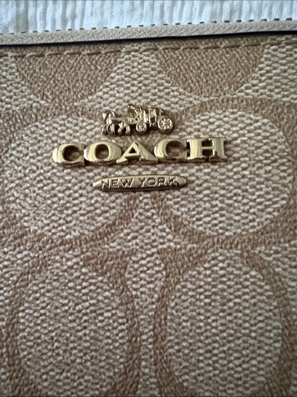 Coach Signature Zip Around Wallet in Light Brown